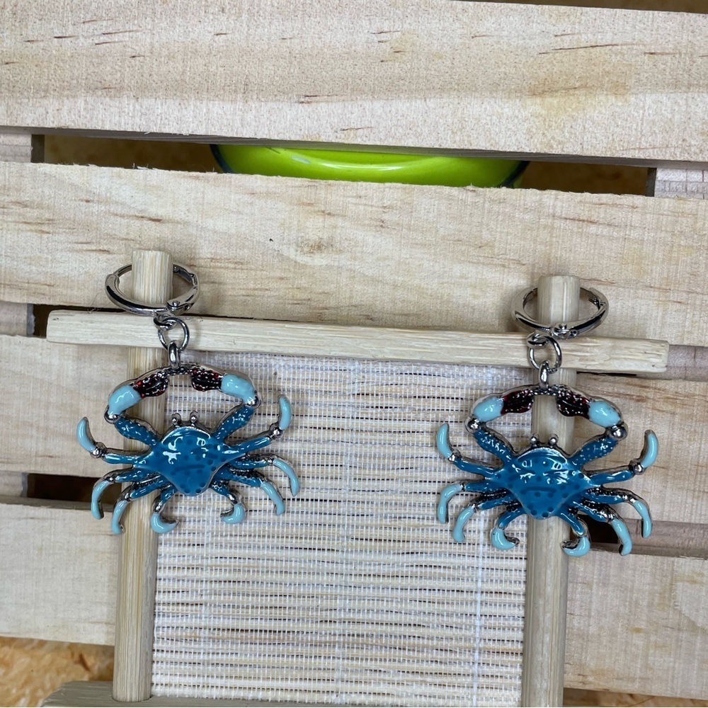 Large Blue Crab Earrings - Picture 1 of 2